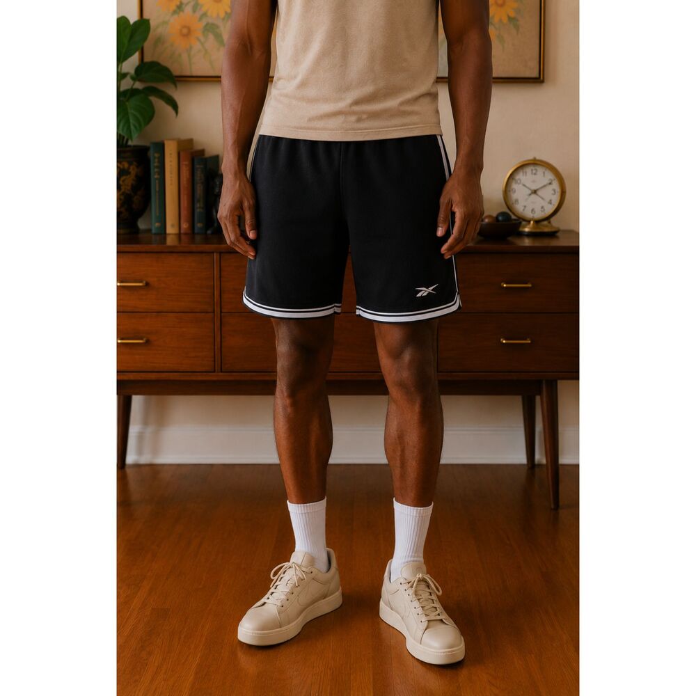 Reebok Speedwick Mens Size M Black White Athletic Training Basketball Shorts